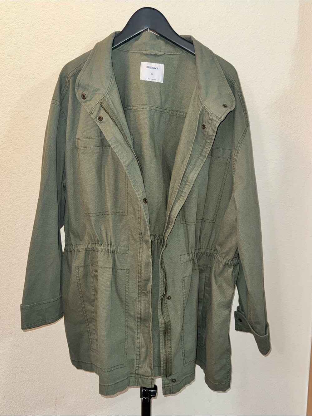 Old Navy Olive Green Utility Jacket with Drawstring Waist
